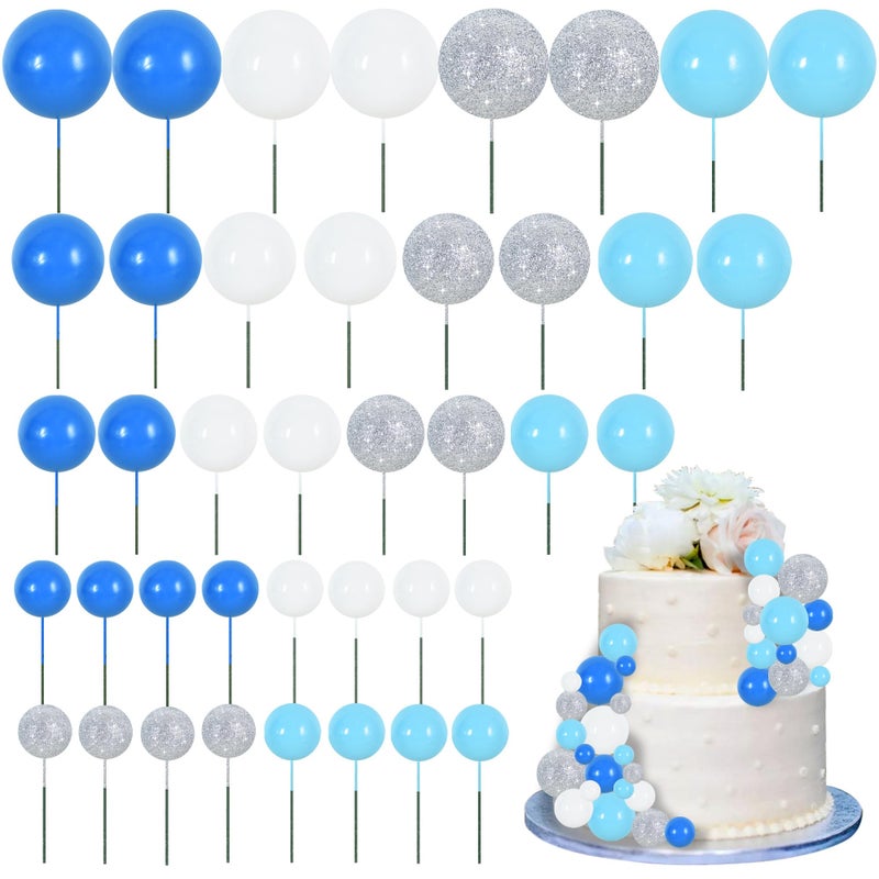 بيشيدا Beishida 40 PCS Foam Ball Cake Toppers with Sticks Mini Cake Decorations لأعياد الميلاد الأولاد Party Baby Showers Diy Baking Supplies Winter Party ( - Image 1