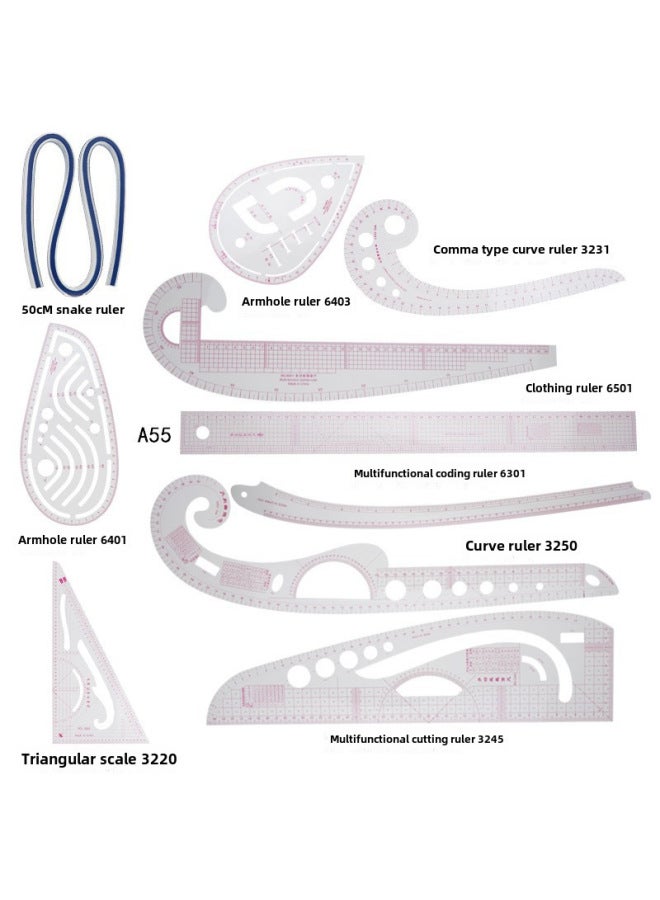 Thumb Clothing Ruler Cutting Ruler Sleeve Cage Ruler Ruler Curve Ruler Button Arc Ruler Set - Image 1