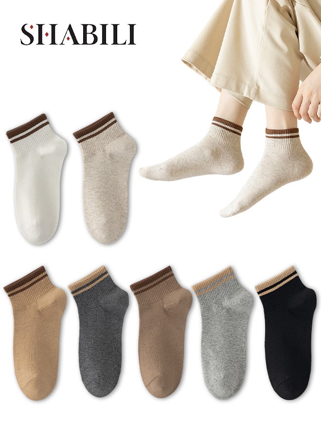 شبيلي جوارب كاحل قطنية قصيرة منخفضة القص للرجال بتصميم كاجوال فضفاض، عبوة من 7 أزواج، مصنوعة من ‎%95‎ قطن لطيف على البشرة، قابلة للتهوية وتمتص الرطوبة وتقاوم الروائح، بسوار مطاطي عالي المرونة متين ومضاد للتكوّر، مثالية للاستخدام اليومي والسفر والرياضة. - Image 1