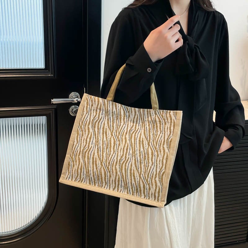 2025 Casual Versatile Tote Bag Women'S Retro Fashion Shopping Bag Outing Commuting Linen Large Capacity Handbag - Image 5