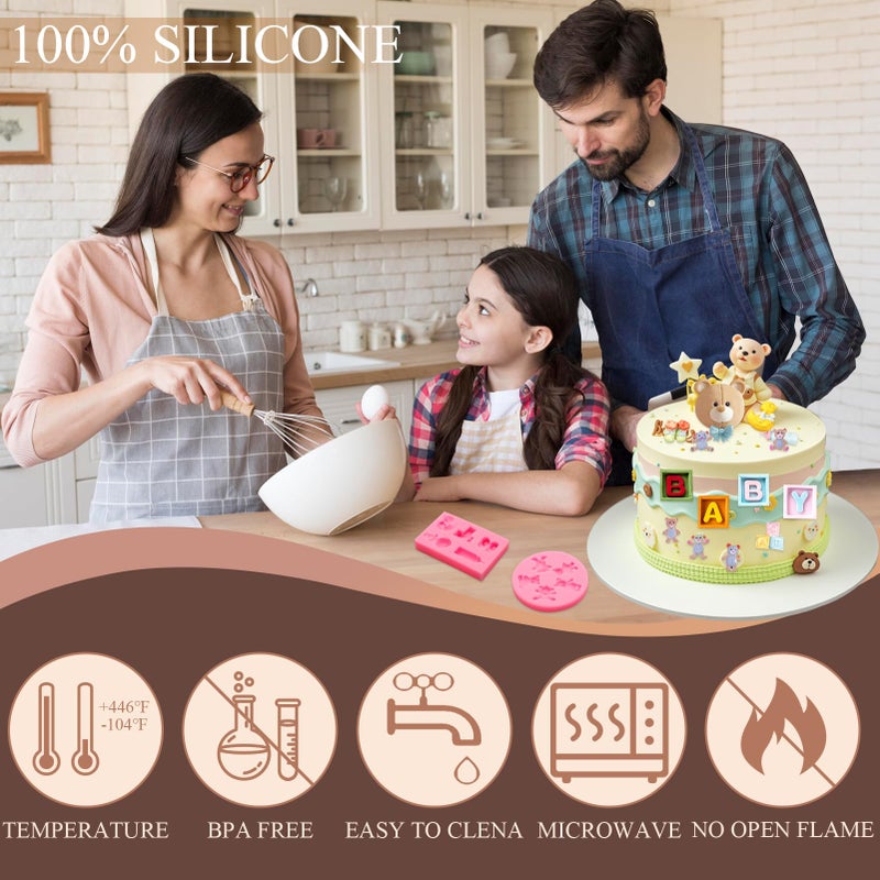 muyulin Bear Fondant Mold Silicone 4 Pieces Teddy Bear Chocolate Molds with BABY Letters for Baby Shower Cupcake Toppers Cake Decoration - Image 3