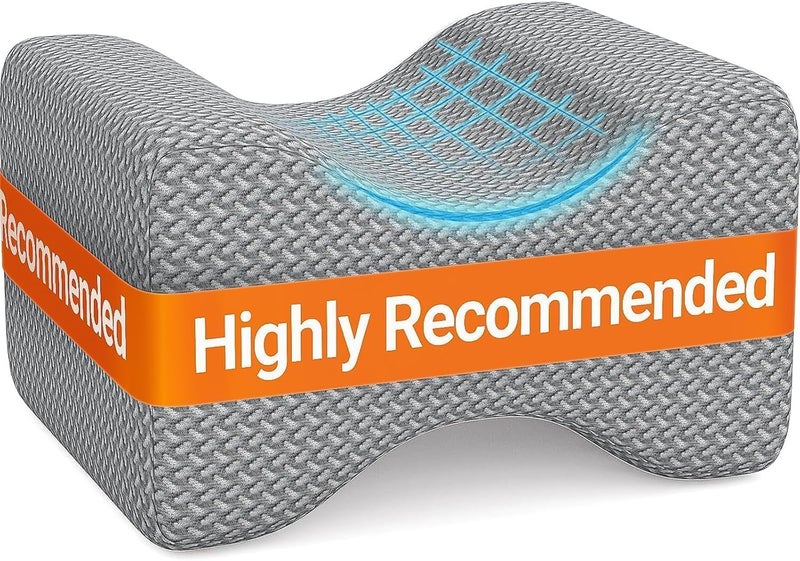 BlissTrends Memory Foam Knee Pillow, Knee Pillow for Side Sleepers, Leg Pillows for Sleeping Blood Circulation, Elevation Pillow for Spine Aligning, Sciatica, Back, Hip, Knee, Ankle Pain, Grey - Image 1