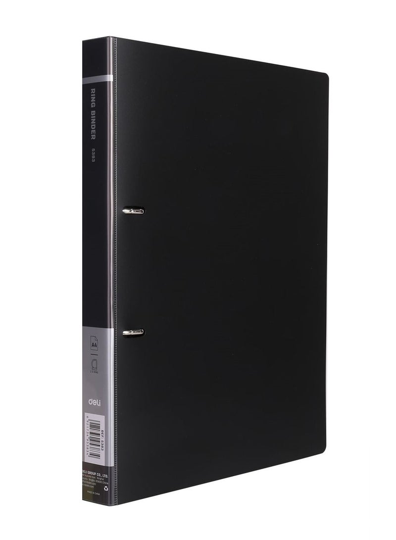 Deli مجلد ملفات بحلقة مزدوجة مكون من 6 قطع باللون الأسود - Image 2