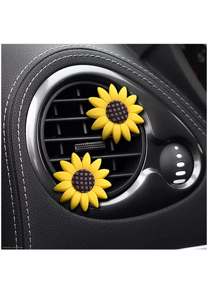 Excefore 2 Pack Sunflower Car Accessories Cute Car Air Freshener Sunflower Air Vent Clips Sunflowers Gift Decorations Car Clip Interior Air Vent Decor - Image 2