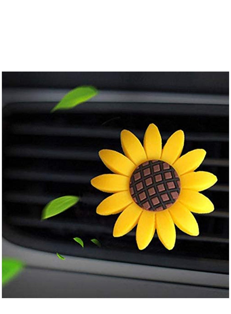 Excefore 2 Pack Sunflower Car Accessories Cute Car Air Freshener Sunflower Air Vent Clips Sunflowers Gift Decorations Car Clip Interior Air Vent Decor - Image 4