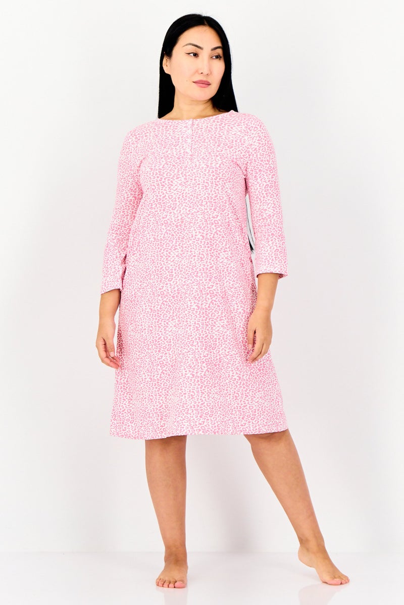 zivame Women Animal Print 3/4 Sleeves Sleeping Dress, Multicolor - Image 2