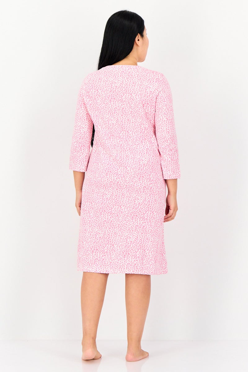 zivame Women Animal Print 3/4 Sleeves Sleeping Dress, Multicolor - Image 3