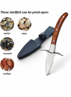 KASTWAVE Oyster Knife Shucker Set, Gloves Cut Resistant Level 5 Protection Seafood Opener Kit Tools, 3.5’’ Stainless steel Oyster Knife, Thoughtful Gift for Seafood Lovers, for Home Restaurant (2knifes+1Glove)  - Image 2