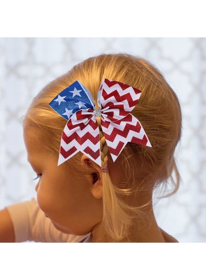 Doneace 4th of July Patriotic Hair Ties, Elastic Ponytail Holders with American Flag Bows and Grosgrain Bands - Independence Day Hair Decorations and Accessories for Women and Kids (1PCS) - Image 5