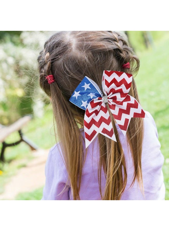 Doneace 4th of July Patriotic Hair Ties, Elastic Ponytail Holders with American Flag Bows and Grosgrain Bands - Independence Day Hair Decorations and Accessories for Women and Kids (1PCS) - Image 3
