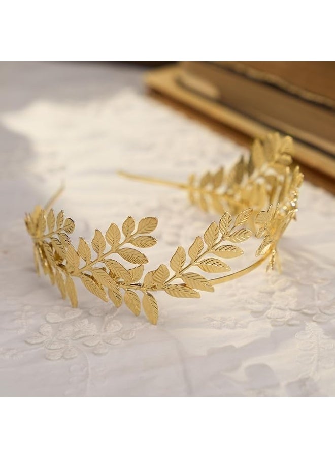 Goddess Crown Bridal Headband, Leaf Tiara Wedding Headpiece, Gold Costume Accessories, Hair Accessories Queen Crown Wedding Hair Piece, No Fading, Vintage and Distinct, for Women - Image 4
