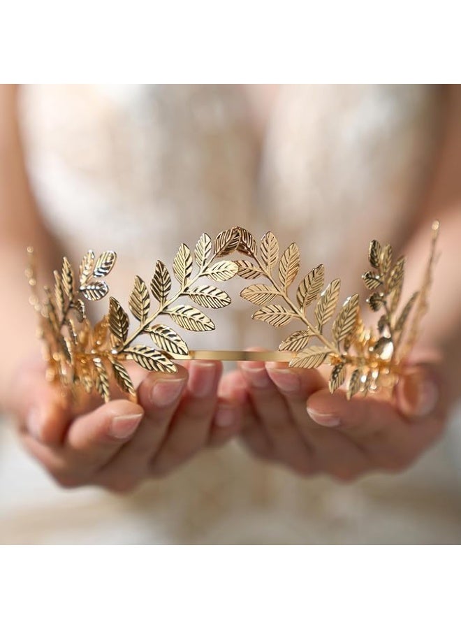 Goddess Crown Bridal Headband, Leaf Tiara Wedding Headpiece, Gold Costume Accessories, Hair Accessories Queen Crown Wedding Hair Piece, No Fading, Vintage and Distinct, for Women - Image 2
