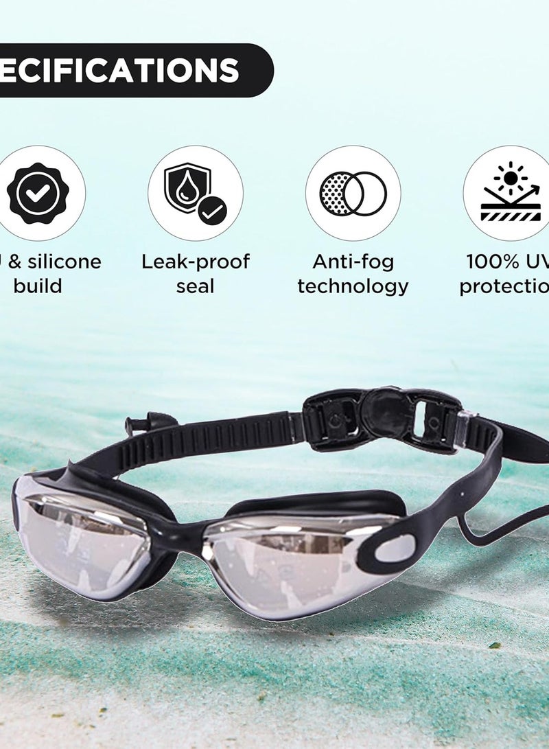 ENDLESS  High-Performance Swimming Cap and Goggles Combo Set | Premium Silicone Swim Cap with Anti-Fog, UV Protection Swim Goggles|Sleek Design for Men and Women |Color: Black - Image 2