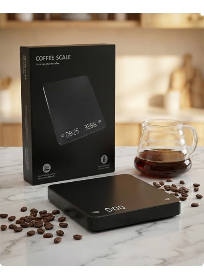 Hirospace Digital Coffee Scale with Timer, V60 Pour Over Drip Coffee Scale with Type-C & LED Display, Kitchen Food Scale with Non-Slip Silicone Pad, Black - Image 4