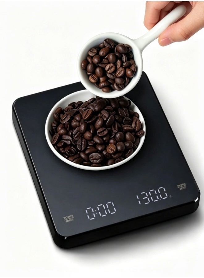 Hirospace Digital Coffee Scale with Timer, V60 Pour Over Drip Coffee Scale with Type-C & LED Display, Kitchen Food Scale with Non-Slip Silicone Pad, Black - Image 1