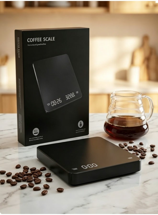 Hirospace Digital Coffee Scale with Timer, V60 Pour Over Drip Coffee Scale with Type-C & LED Display, Kitchen Food Scale with Non-Slip Silicone Pad, Black - Image 4
