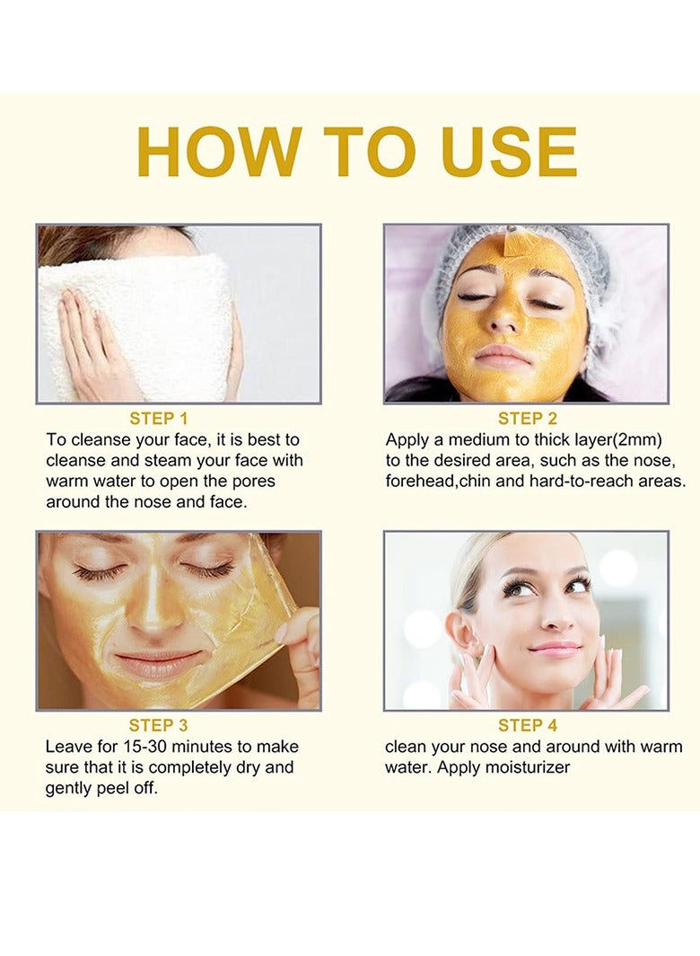 ASMOXA Blackhead Remover Mask, 24K Gold Peel Off Mask for Lifting and Smoothing, Skin Radiance, Replenish Collagen for Skin -Gold Facial Mask With Mask Brush Gold Facial Mask Anti-Aging, Deep Cleansing - Image 5