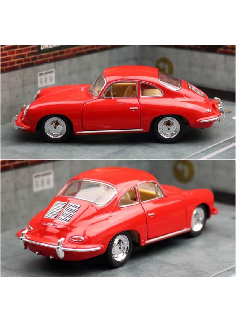 كين سمارت سيارة بورش 356 بي كاريرا 2 بمقياس 1:32 - نموذج مصبوب من المعدن مع آلية سحب للخلف وأبواب قابلة للفتح - أحمر - Image 1