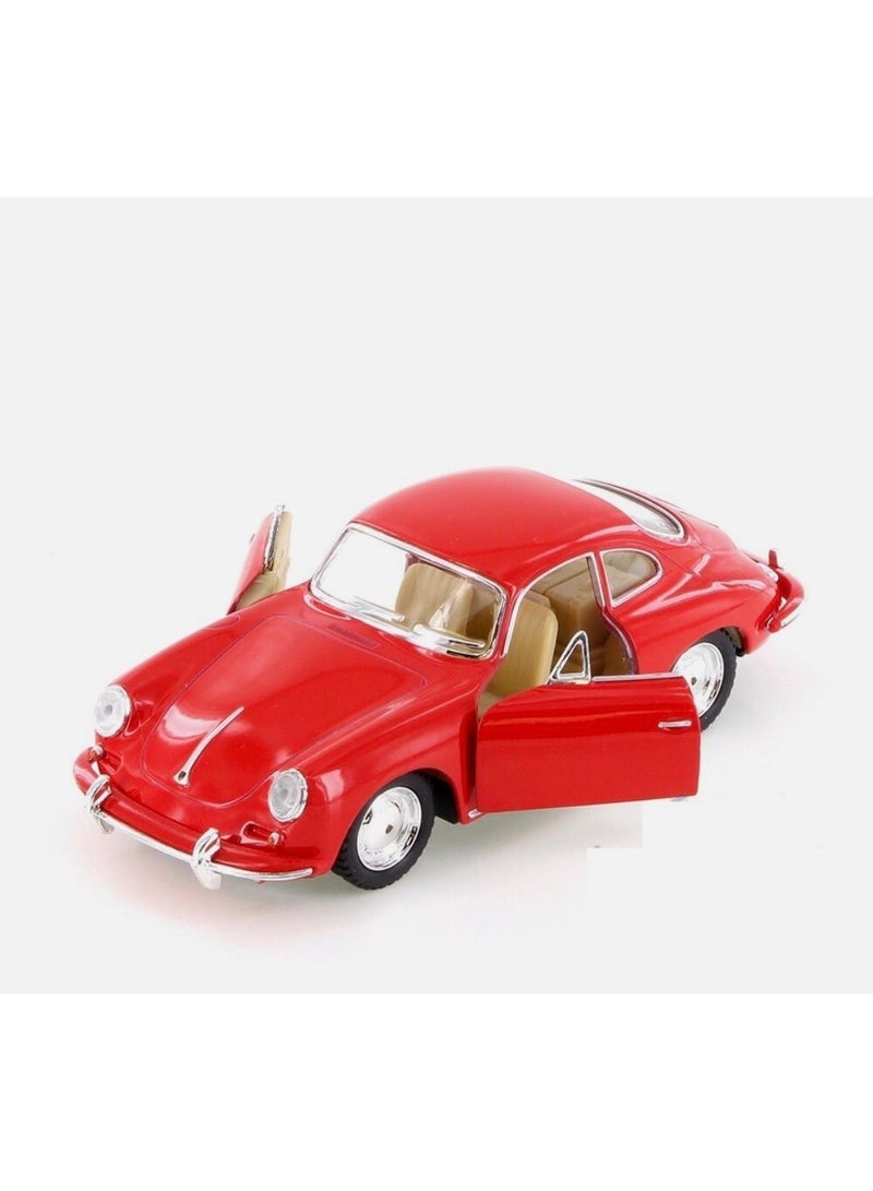 كين سمارت سيارة بورش 356 بي كاريرا 2 بمقياس 1:32 - نموذج مصبوب من المعدن مع آلية سحب للخلف وأبواب قابلة للفتح - أحمر - Image 2