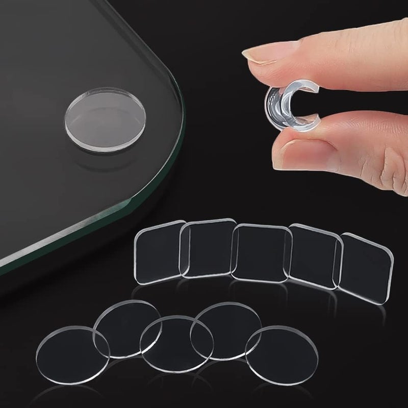Maylanny Extremely Soft Glass Table Top Bumper Combo (20 PCS Non-Adhesive & 30 PCS Self-Adhesive), Anti Slide and Scratch for Glass Table, Clear Rubber Pads for Glass Table Top Spacer (Round & Square, 50 PCS) - Image 1