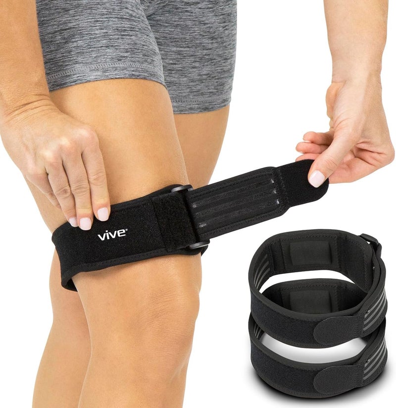 VIVE حزام فيف لفرقة IT حزمة 2 ضغط لفرقة الإليوتيبية لتخفيف ألم خارج الركبة والفخذ والدعم لمتلازمة ITB دعامة نيونبرين للجري والتمارين الرياضية مثبت رياضي للرجال والنساء - Image 1