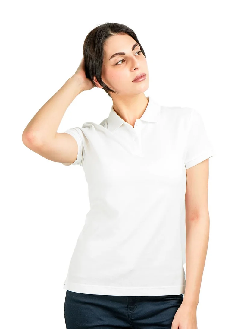 Women's Cotton Lycra Slim Fit Solid Polo