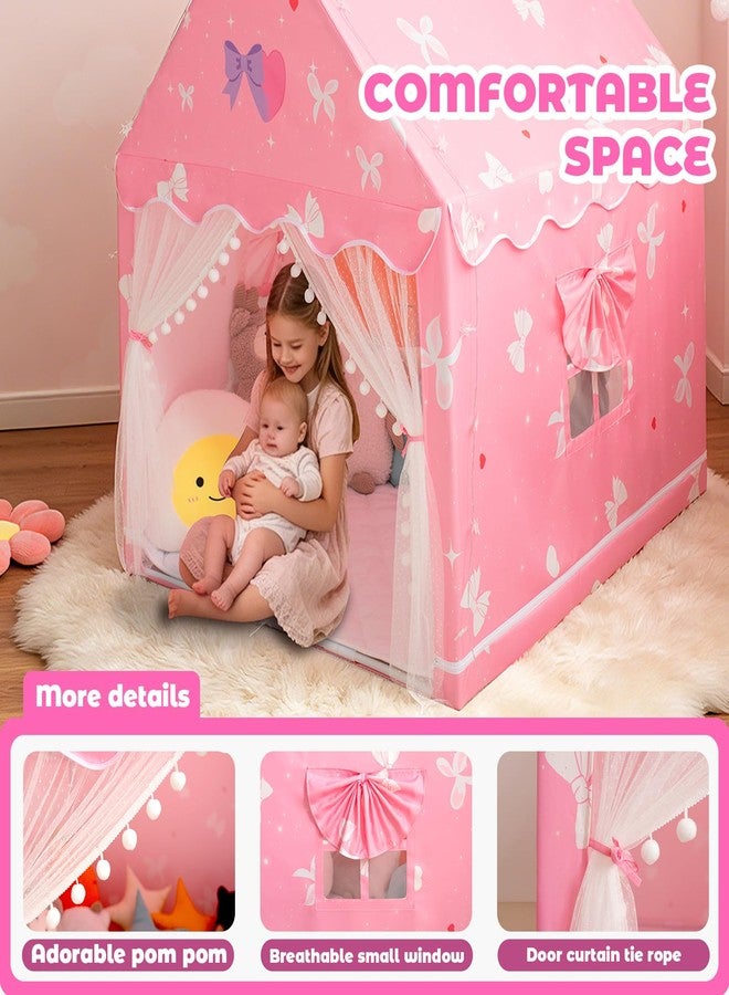 RONGFA Large Kids Tent Playhouse with Basic Mat, Star Lights, Flags and Tote Bags, Play Tent for Indoor & Outdoor, Washable Teepee Tent for Boys & Girls, Kids Play House for Toddler (Pink with Mat) - Image 5