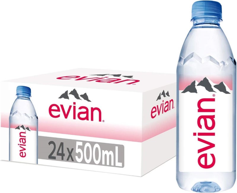 Evian Natural Mineral Water 500 ml x 24 - Image 1