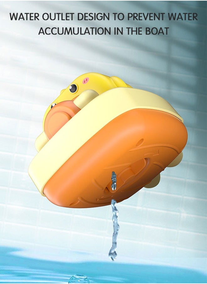 GROIC - 2 Pcs Baby Bath Toys, Little Yellow Duck and Green Frog Captain Playing Water Toys, Cute Cartoon Animal Clockwork Floating Bathtub Toys - Image 1