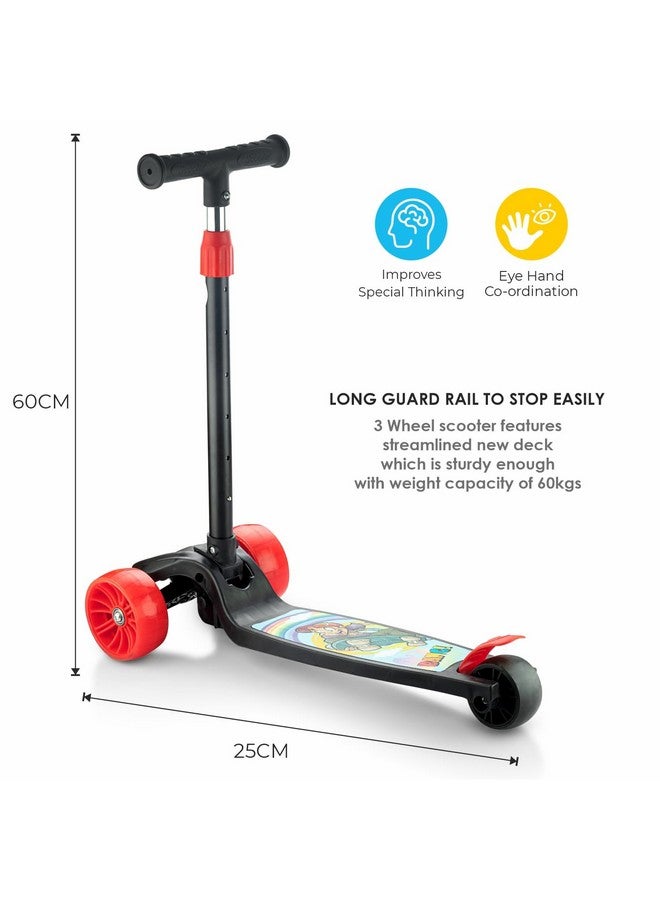 ستوريو سكوتر ركل ستوريو بارتفاع قابل للتعديل | سكوتر قابل للطي | سكوتر تزلج للأطفال بعجلة من بلاستيك بي في سي | مناسب للأعمار من سنتين إلى ١٢ سنة - أقصى وزن للمستخدم ٦٠ كجم، لون أحمر وأسود - Image 5