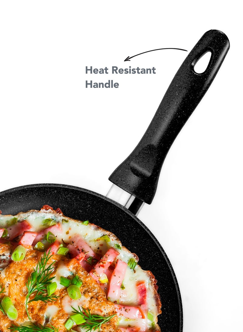 Grandi Titanium 10-Piece Set, Granite Coated Pots And Pans Cookware Set With Non-Stick Surfaces, Bakelite Handles,  Stainless Steel Lids, PFOA Free - Black - Image 4