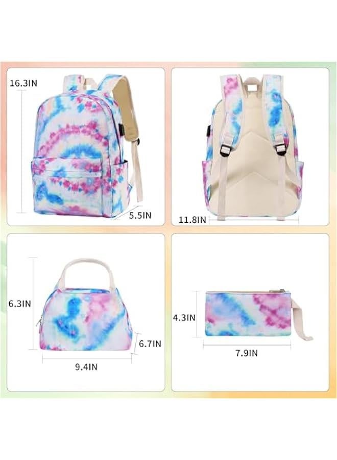 Arabest Tie Dye Girls' School Backpack with USB Charger - Stylish Bookbag Gift for Ages 8-12 - Perfect for Elementary School Kids - Back to School Mochilas para Niñas  - Image 2