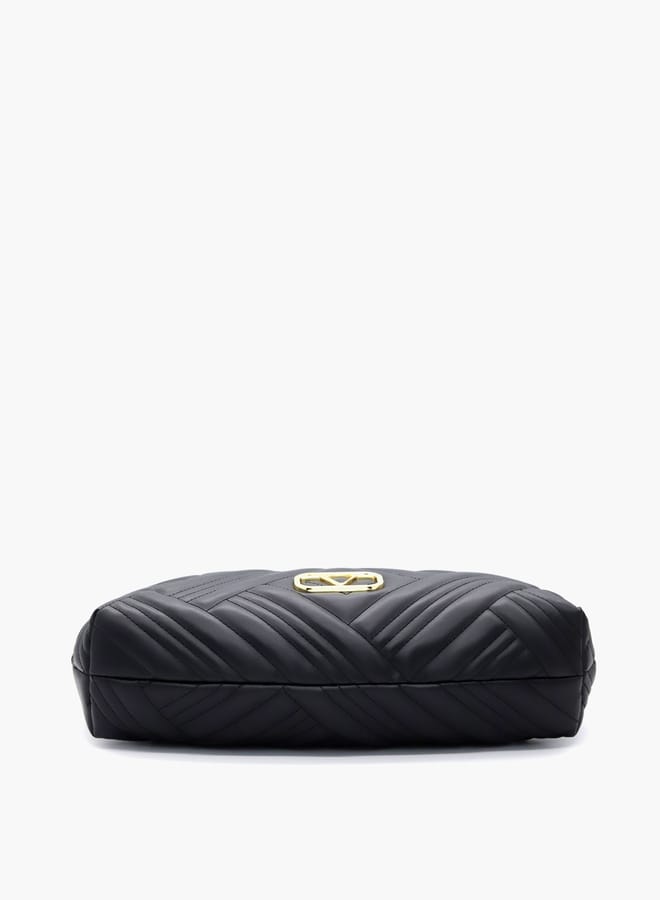 V Italia Quilted Shoulder Bag with Chain Handle and Zip Closure - Image 5