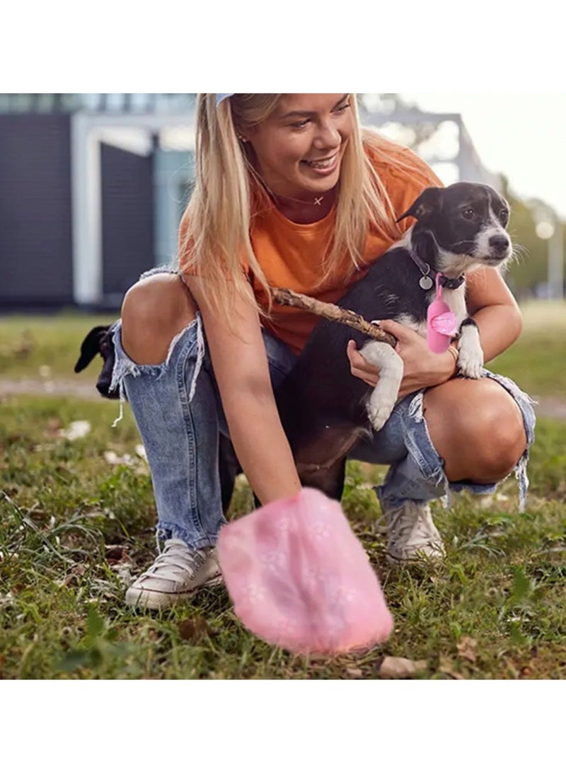 كلين ويف 75 - أكياس فضلات الكلاب الوردية المانعة للتسرب – 75 قطعة (5 لفات) بطباعة مخالب، قوية وسهلة القطع، تتحمل حتى 2 كجم لتنظيف مثالي أثناء المشي - Image 4