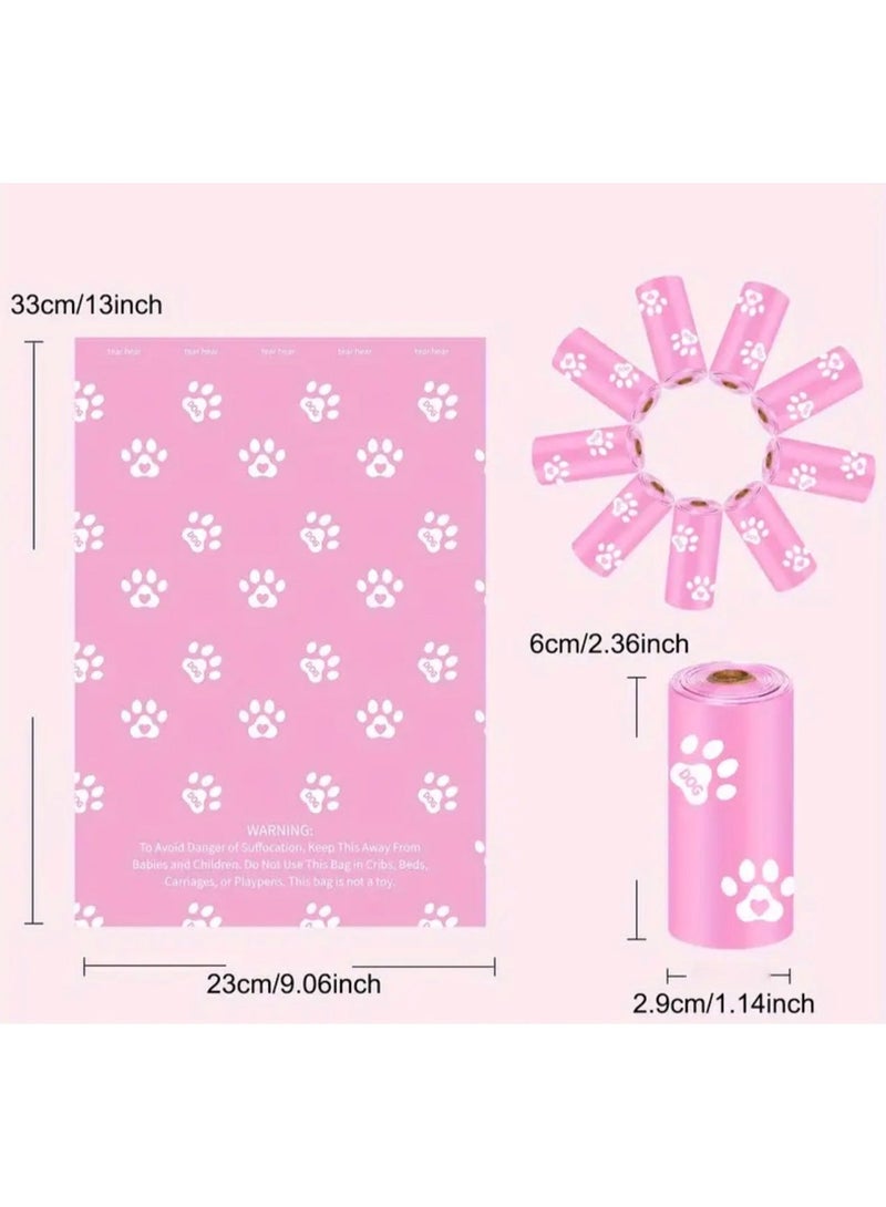 كلين ويف 75 - أكياس فضلات الكلاب الوردية المانعة للتسرب – 75 قطعة (5 لفات) بطباعة مخالب، قوية وسهلة القطع، تتحمل حتى 2 كجم لتنظيف مثالي أثناء المشي - Image 3