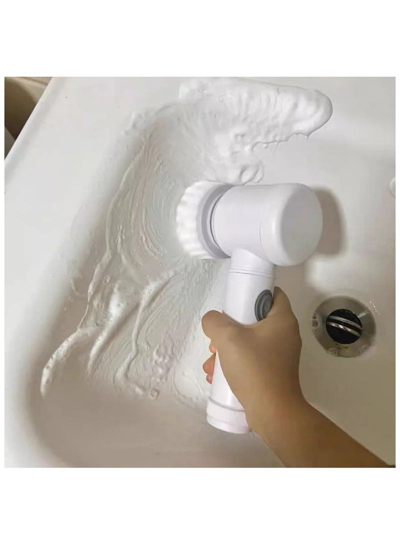 Magic Brush Electric Cordless Handheld Spin Scrubber, USB Rechargeable Magic Brush with Sponge, Steel Wool, and Scouring Pad – Multifunctional Cleaning Tool for Kitchen, Bathroom, Home, and Shoes (White) - Image 5