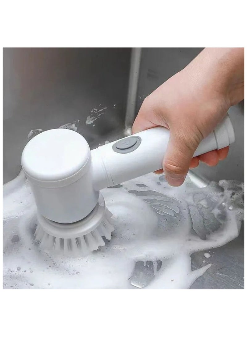 Magic Brush Electric Cordless Handheld Spin Scrubber, USB Rechargeable Magic Brush with Sponge, Steel Wool, and Scouring Pad – Multifunctional Cleaning Tool for Kitchen, Bathroom, Home, and Shoes (White) - Image 1