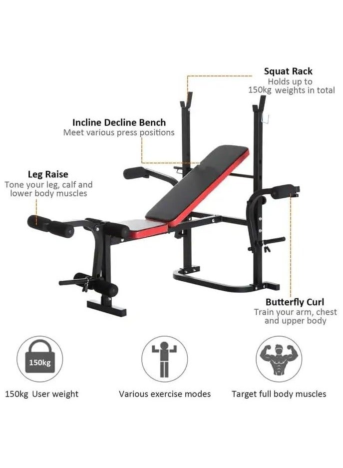 منصة تمرين متعددة المواضع للضغط بالثقل مع جهاز لتطوير عضلات الساق، مجموعة منصة ضغط بالثقل القياسية القابلة للطي للتمرين - Image 2