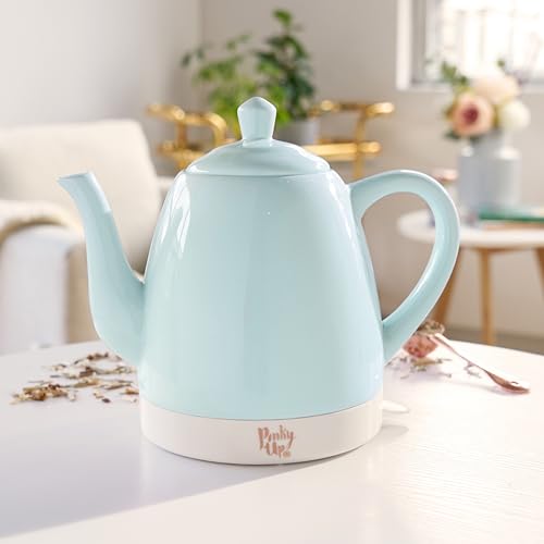 Pinky Up Noelle 1.5 L Ceramic Gooseneck Spout Electric Tea Kettle with Temperature Control - Cordless Design for Boiling Water Pot, Mint, Rose Gold - Image 5