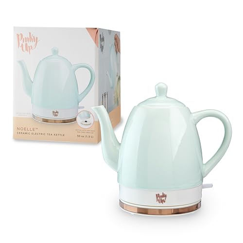 Pinky Up Noelle 1.5 L Ceramic Gooseneck Spout Electric Tea Kettle with Temperature Control - Cordless Design for Boiling Water Pot, Mint, Rose Gold - Image 1