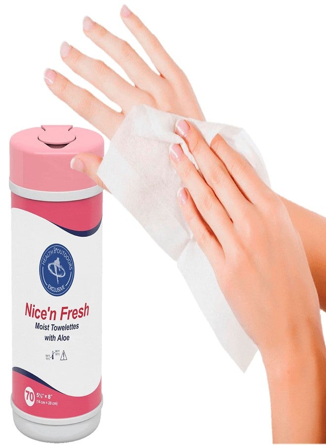 HAO Nice 'n Fresh Moist Towelettes Refreshing Skin Cleansing Wipes With Aloe and Lanolin (70 Count) Travel Tub - Image 4