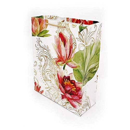 Arrow Paper Products Rose Golden Flower Paper Carry Bags 28 x 20 x 75 cm Pack of 40