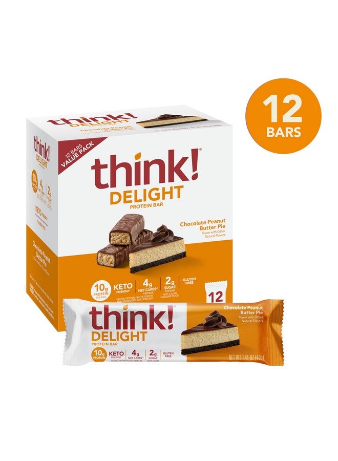 think! Delight Protein Bars, Gluten Free Snack - Chocolate Peanut Butter Pie, 12 Count (Packaging May Vary) - Image 1