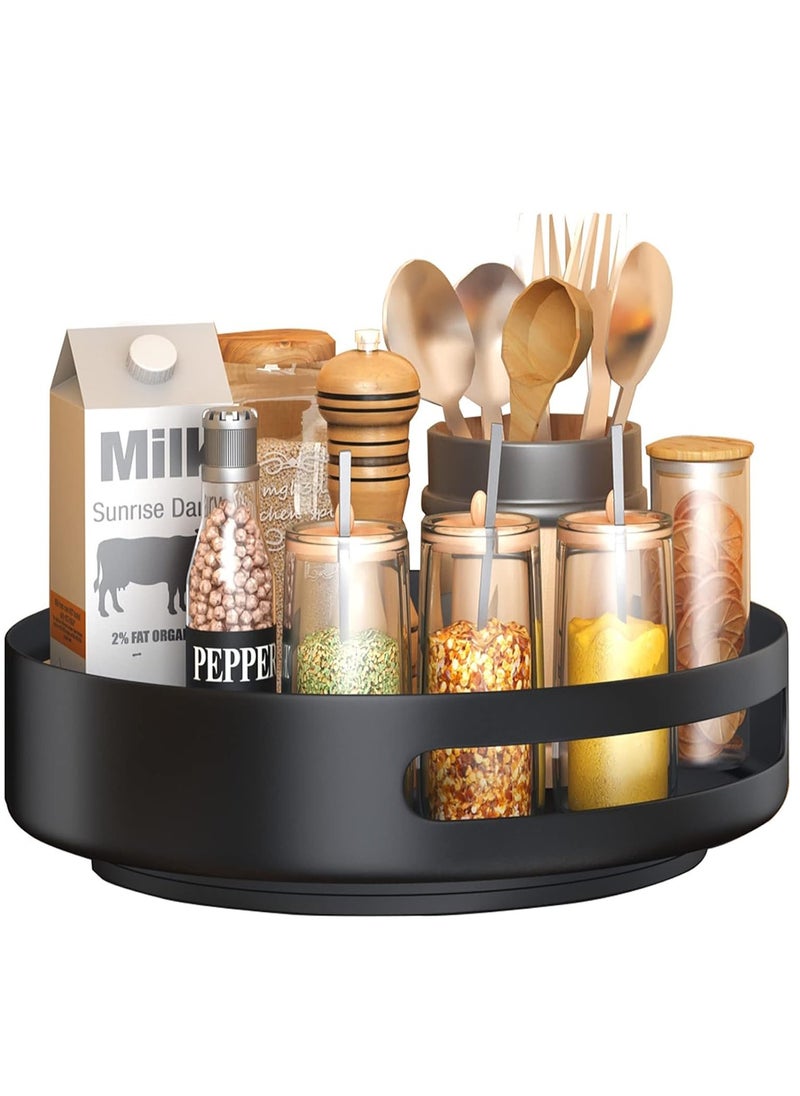 Arabest Lazy Susan Organizer, 12'' Metal Revolving Spice Rack, 360 Degree Rotatable Rack Stand for Kitchen Cabinet Countertop Pantry Storage Bathroom Black  - Image 1