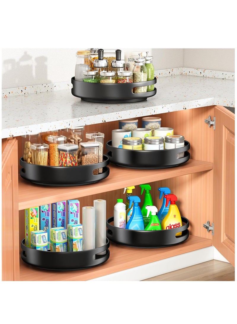 Lazy Susan Organizer, 12'' Metal Revolving Spice Rack, 360 Degree Rotatable Rack Stand for Kitchen Cabinet Countertop Pantry Storage Bathroom Black