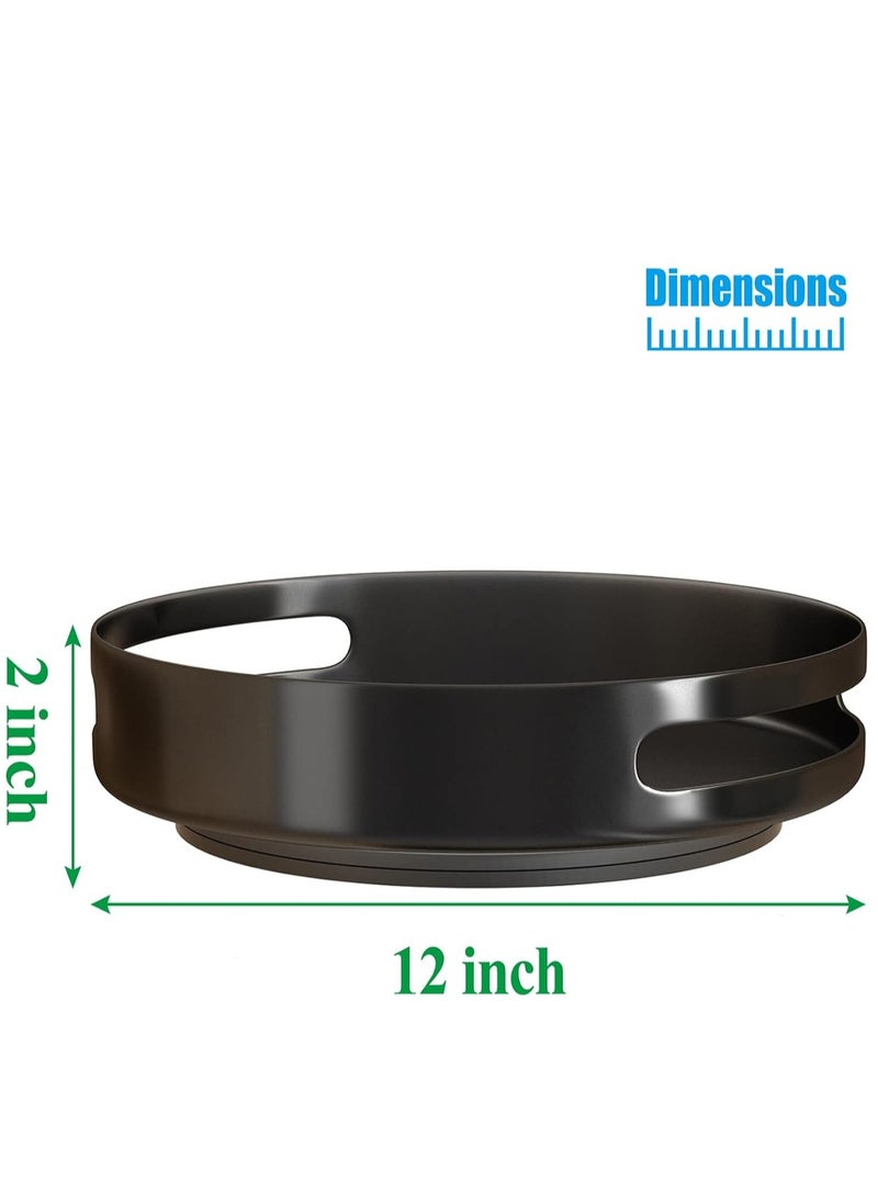 Lazy Susan Organizer, 12'' Metal Revolving Spice Rack, 360 Degree Rotatable Rack Stand for Kitchen Cabinet Countertop Pantry Storage Bathroom Black