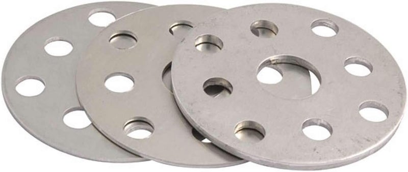 Water Pump Pulley Shim, 0.063 in and 0.125 in Thick, 5/8 in and 3/4 in Shaft, Aluminum, Natural, Ford/GM Water Pumps, Set of 3