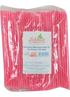 LokmanAVM Strawless Straw Ayran Cola Soft Drink Straw 19 cm Red 150 Pieces Package  - Image 4