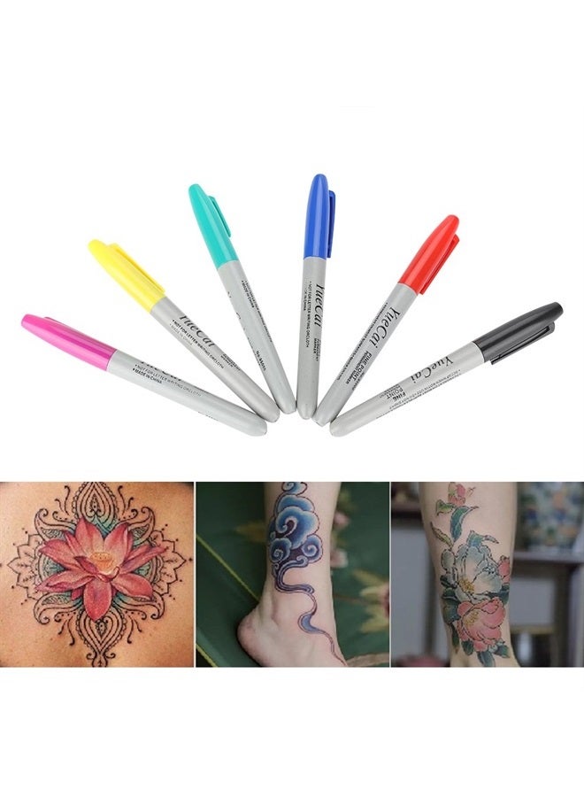 Ejoyous Tattoo Marker Pen, 6Pcs Temporary Tattoo Piercing Skin Marking Positioning Pen Body Makeup Art Beauty Supply Tool for Women and Men  - Image 3