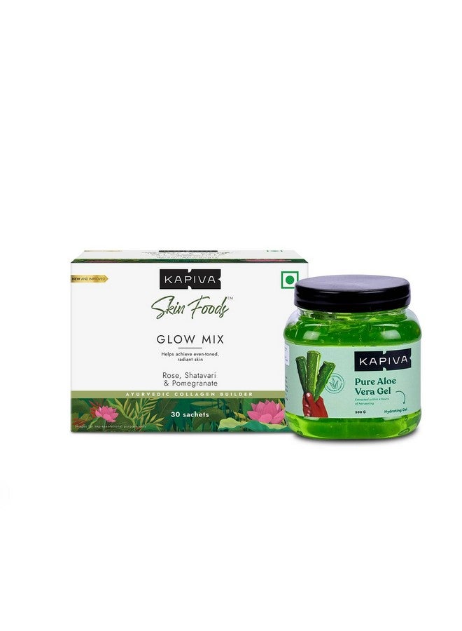 Kapiva KAPIVA SKIN FOODS GLOW MIX 108 gms & ALOE VERA GEL 500 gms  - Image 1